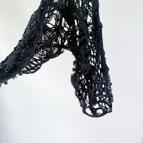 SOLD Sioni Black Sweater Open Knit Medium Large Handkerchief Hem Witchy Goth - Picture 7 of 10